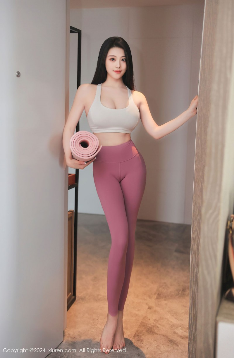 秀人网新人模特清妙粉色瑜伽服饰苗条身姿首套写真-绅士社